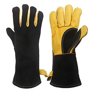 Gants de pompier en cuir de vachette robuste résistants à la chaleur Para Aramid aluminisé ignifugé gants de soudage de sécurité - Product Image 5
