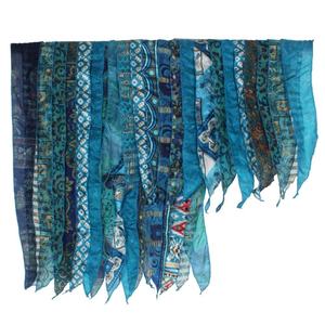 Saree semi-crêpe vintage pour femme recyclé Sari Tradition foulards indiens Sari patchs écharpe réversible rayée colorée - Product Image 1