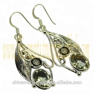 Boucles d'oreilles exclusives en pierres précieuses améthyste verte vintage bijoux en argent sterling 925 massif cadeau de mariage ou de fête parfait pour elle - Product Image 2