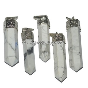 จี้เครื่องประดับแฟชั่นจี้ดินสอฮาวไลท์สีขาวส่งออกหินกึ่งมีค่า - Product Image 1