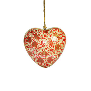 Corazón pintado a mano con diseño de flores, decoración navideña para vacaciones, rojo, china, novedad - Product Image 1