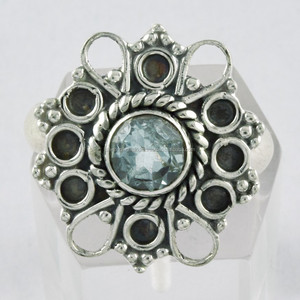 Más lindo diseño Floral Topacio Azul piedra preciosa 925 anillo de plata esterlina joyería nuevo diseño anillo de mujer - Product Image 3