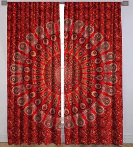 Tapisserie Mandala Paon Hippie Indienne Faite à la Main, Rideau de Fenêtre, Décoration de Balcon, Décoration de Chambre, Ensemble de 2 Panneaux, Rideaux Occultants pour Fenêtre - Product Image 4