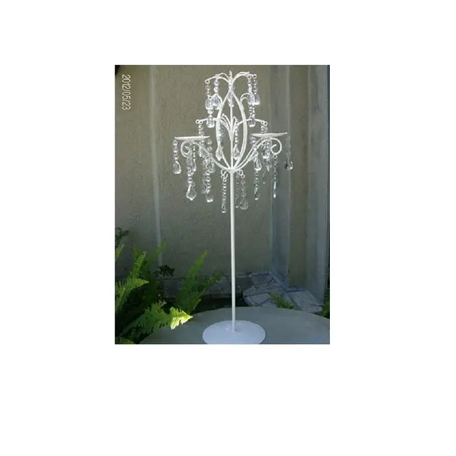 White Tall Crystal Hanging Decorative Candelabra Wholesale Fancy Standard Candelabra