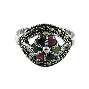 Изумрудно-рубиновое и металлическое кольцо с сапфиром, новейшее цветочное кольцо с имперским драгоценным камнем, 925 серебряное кольцо с изумрудом и драгоценным камнем