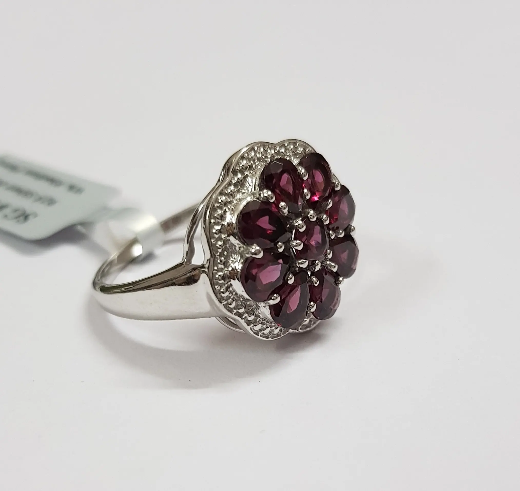 Rhodolite Pear Silver Ring