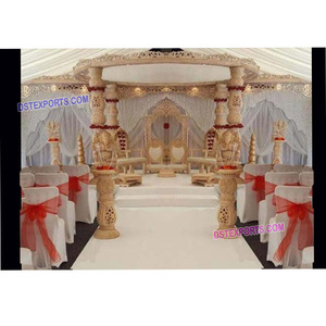 <b>Wooden</b> Hand Made Wedding Mandap Traditional Damroo Mandap <b>Wooden</b> <b>Heart</b> Pillar Wedding Mandap Australia Affordable Wedding Decor - Product Image 1