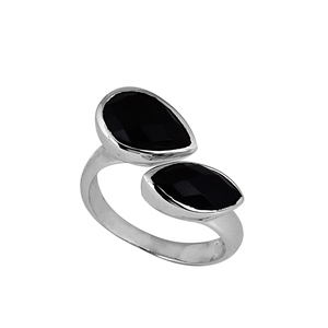natural dyed black onyx gemstone solid 925 sterling <b>silver</b> <b>adjustable</b> <b>ring</b> - Product Image 2
