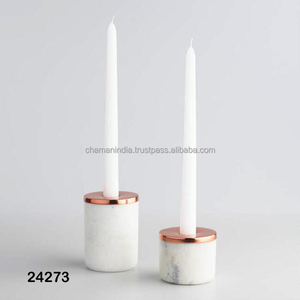 Soporte de vela cónico Chapado en cobre hecho a mano, diseño de mármol, decoración navideña para el hogar, Material de acero y aluminio - Product Image 1