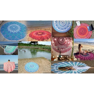 Tapis de Yoga bohème indien Roundie et tenture murale en gros Lot de serviette de plage Aubusson Design Mandala - Product Image 5