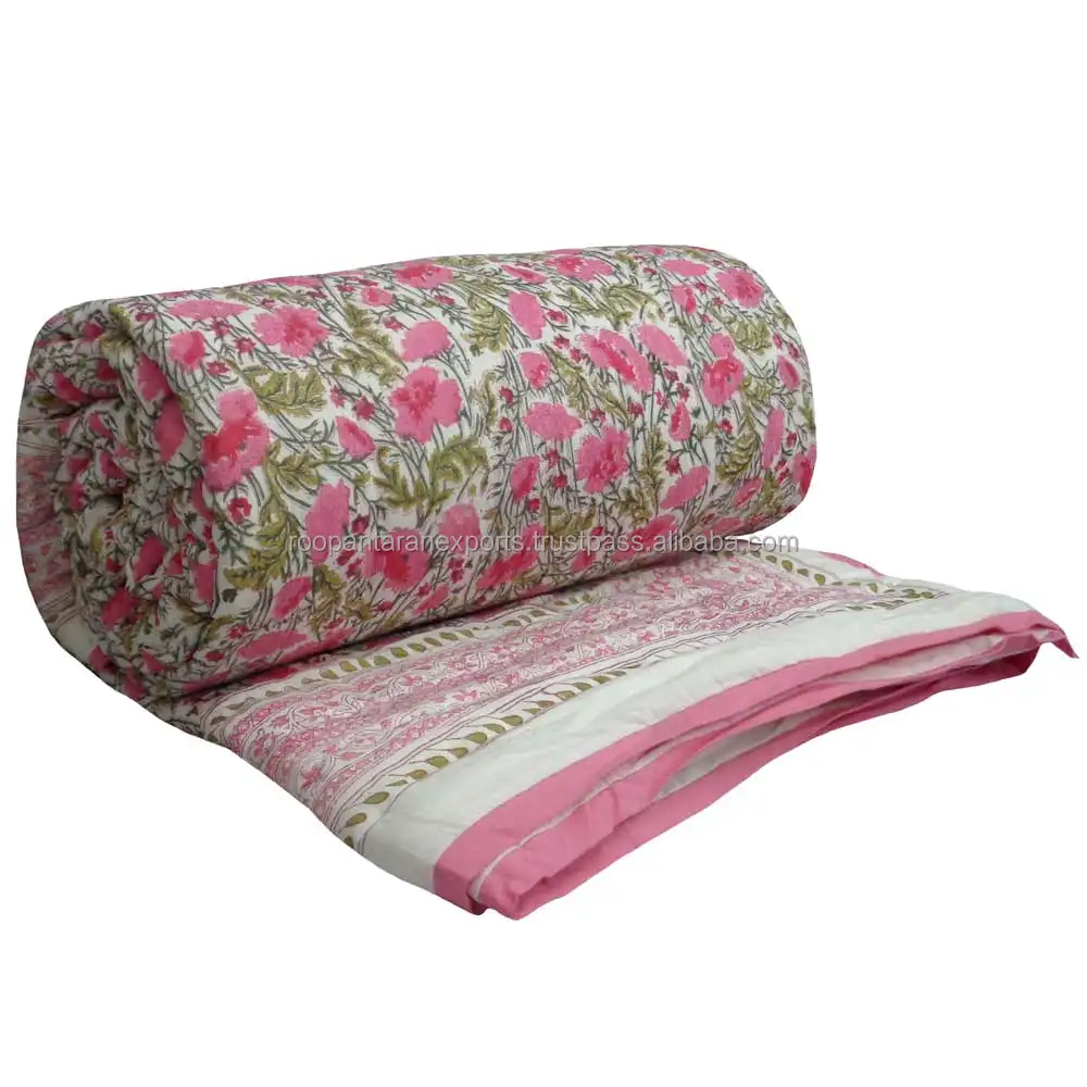 Новинка 2022 года, розовое хлопковое индийское одеяло ручной работы с цветком Буша, Королевский размер, Распродажа по лучшей цене