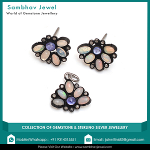 Solid <b>Gold</b> Plated 925 Sterling Silver Natural TZ <b>Opal</b> Gemstone Earring and <b>Ring</b> Sets Fashion Gift for Women - Product Image 6