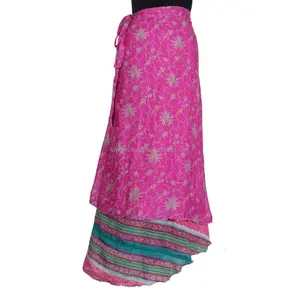 丝绸纱丽包裙印度双层魔法环绕短裙制造商