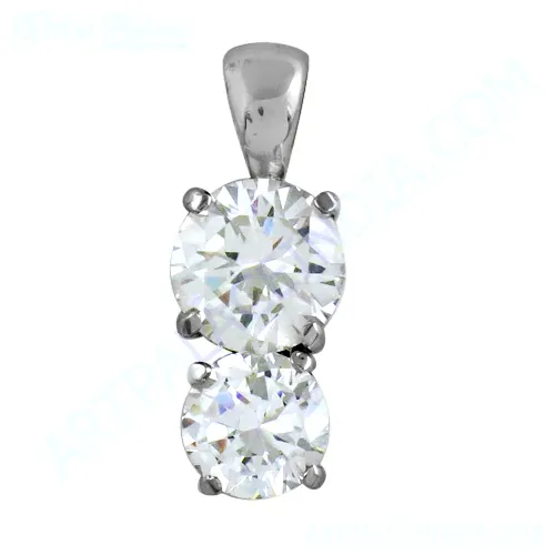 Güzel yuvarlak parlak kesim çift kolye taşlar kübik zirkon kadınlar için 925 katı gümüş CZ mücevherat hediye
