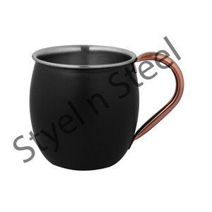 Mule de Moscou en acier inoxydable à double vide personnalisée avec poignée de tuyau en cuivre plaqué cuivre de couleur extérieure pour un usage quotidien - Product Image 1