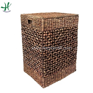 Lot de 3 bacs de rangement décoratifs en jacinthe d'eau tissés à la main marron - Product Image 6