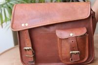 Tas selempang sadel wanita, kantung kulit kambing Vintage buatan tangan 9x11 inci 100% kualitas Premium