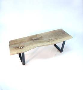 Chaise à bascule en bois de banc de dalle de noyer noir récupérée par bord vivant de style industriel pour le mobilier à la maison - Product Image 6