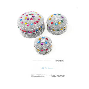 Caja Decorativa con Cuentas de Laca y Purpurina, Decoración de Mesa de Maquillaje, Joyero Indio de Lujo, Caja de Almacenamiento de Baratijas Rajastaní - Product Image 2