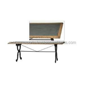 Dining <strong>table</strong> <strong>cast</strong> iron <strong>base</strong> rustic brown