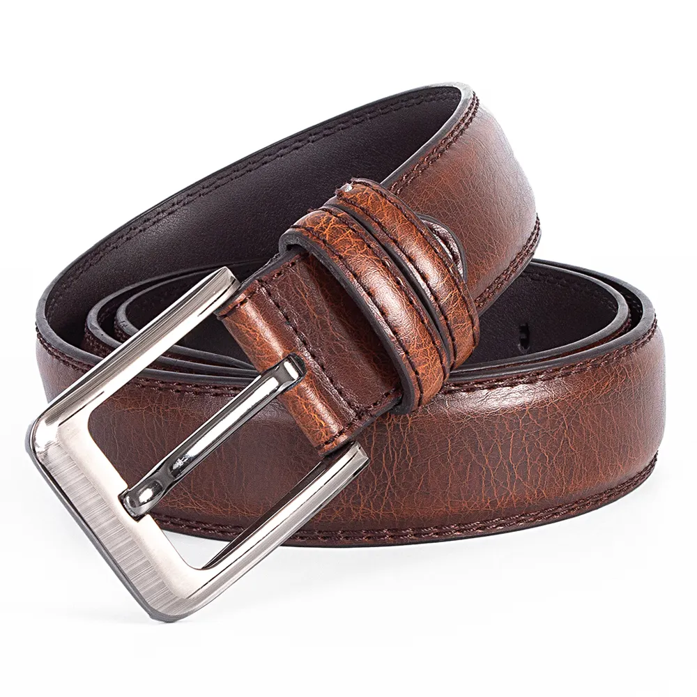 Pin Buckle Custom Logo Mens Luxury Leather Belt