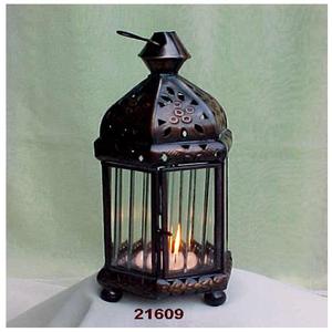 Farolillos metálicos decorativos al por mayor farolillo de candelita de metal negro antiguo de color cristal antiguo - Product Image 2