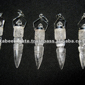 Pendentif Phurba en pierre précieuse tibétaine, Quartz cristal, vente en gros, - Product Image 1