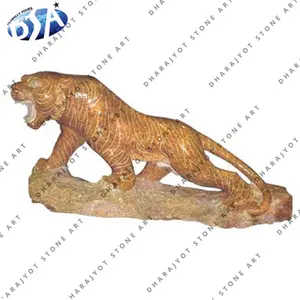 Estatua de tigre grande de pie pulido, mármol beige de la mejor calidad, decoración de jardín, gran oferta