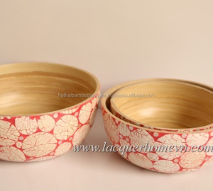 Cuenco redondo de bambú lacado, cáscara de huevo, de Vietnam - Product Image 5