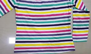 Bangladesh Stock Lote/envío invadido muchos colores tira impresa multicolor niñas Super elegante toda la temporada Camiseta de manga larga - Product Image 4