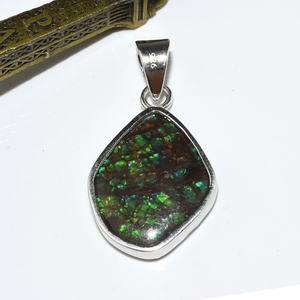 Pendentif Unique en Ammolite arc-en-ciel en argent Sterling 925, fabricant de bijoux en pierres précieuses, expéditeur et grossiste - Product Image 2