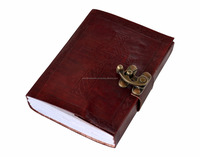 Alta calidad 100% cuero genuino Jesucristo Cruz en relieve hecho a mano diario personalizado cuadernos con Metal C bloqueado
