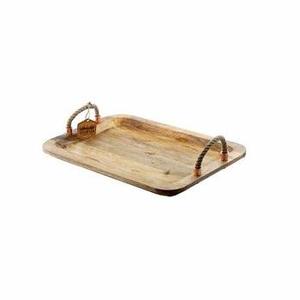 Plateau de service rectangulaire en bois fait à la main inachevé classique Plateau polyvalent pour servir ou afficher - Product Image 5