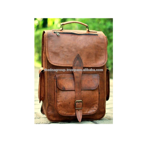 Mochila De cuero de cabra puro estilo vintage para hombre y mujer, morral de cuero indio hecho a mano - Product Image 1