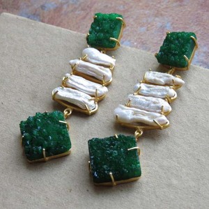 Pendientes de tuerca de ágata verde Aleación Compromiso Boda Fiesta Aniversario Regalo - Product Image 1