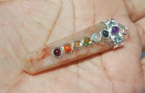 <b>Crystal</b> Pendant Sun Stone Flat Pendant <b>Healing</b> Stone Gemstone Flat Pencil <b>Crystal</b> Gemstone Agate Necklace Wholesaler - Product Image 4