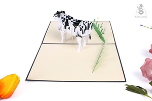 Tarjeta Pop-up Kiricard 3D de Papel con Diseño de Vaca Lechera Vietnamita, Impresión Offset, Objeto de Colección Artístico para Festividades - Product Image 4