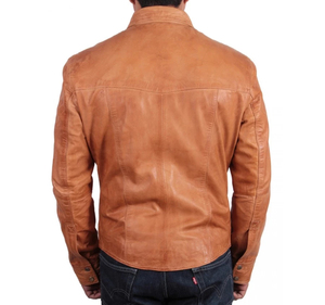 Camisas de cuero para hombre, camisas masculinas de manga larga, de cuero genuino - Product Image 2