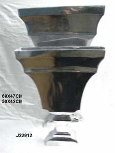 Vase à fleurs en fonte d'aluminium avec base ronde, style avec finition miroir, également disponible en finition mate, décoration d'intérieur - Product Image 4