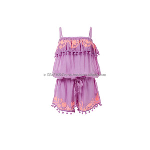Superbes événements de vacances accrocheurs enfant en bas âge Aari brodé jardin enfants barboteuse fille mignonne confort et Style plage chaude combishort - Product Image 1