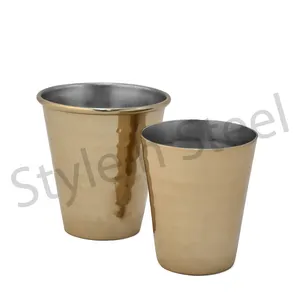 Stainless Steel Double Wall Beer Vodka <b>Cup</b> Mugs <b>Gold</b> Hammered <b>Gold</b> <b>Cup</b> Metal Hammered - Product Image 1