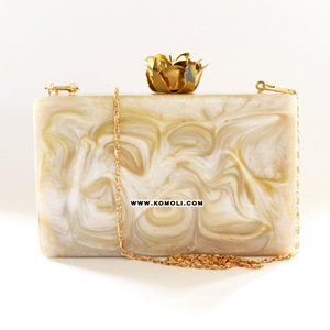 กระเป๋าคลัทช์เรซิ่นอะคริลิคทำมือสไตล์วินเทจลายหินอ่อน - Product Image 2