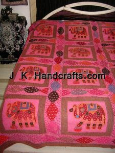 ผ้าปูที่นอนปักด้วยมือแบบอินเดีย - Product Image 3