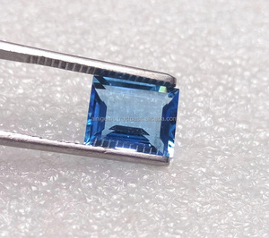 หินพลอยบุษราคัมสีฟ้าเหลี่ยมเจียระไนแบบสวิสเจียระไนเป็นรูปสี่เหลี่ยมผืนผ้าหินบุษราคัมสีฟ้าธรรมชาติสำหรับทำเครื่องประดับ - Product Image 4