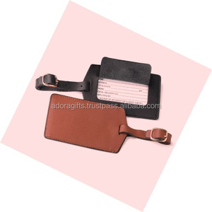 Étiquette de bagages en acier inoxydable, couleur noire et marron, avec sangle à crochet - Product Image 1