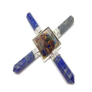 Lapis Lazuli Orgone Pyramid Generator Crystal Healing Engraved Usui Reiki Symbols Gemstone Positive Energy Gemstone