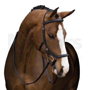 Brida de Cuero para Caballo de Competición Micklem, Ligera y de Lujo, Cómoda, con Banda Frontal y Muserola Cosidas en Blanco - Product Image 2