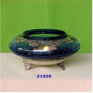 Calidad superior Mot en demanda Portavelas de hierro de metal negro Latón plateado y Tiro de cristal Tealight votivo - Product Image 1