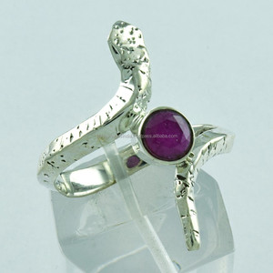 Diseño de serpiente Ruby ágata piedra hecho a mano anillo de Plata de Ley 925 mayorista India - Product Image 2