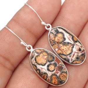 Beautiful Mexican Bird Eye Cabochon Gemstone Bezel Setting Handmade 925 Sterling <b>Silver</b> Drop <b>Earrings</b> for Party Occasions - Product Image 1